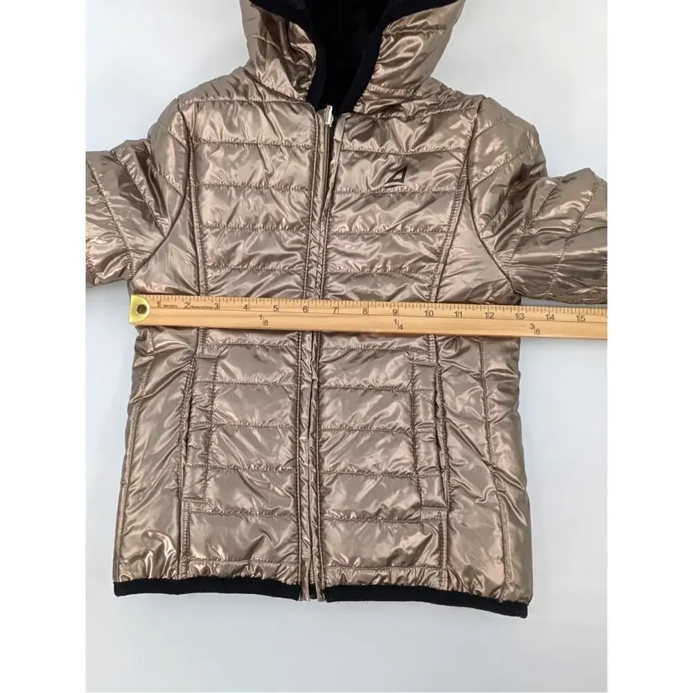 Atlantis Weathergear Puffer‎ Jacket Girl 5/6 Metallic Gold Tone Black Reversible
